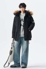 羽绒服男中长款冬情侣加厚连帽工装白鸭绒外套XZ309Y95701P288，男装羽绒服，星座309（原A406）
