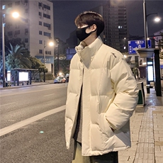 情侣装冬装港风pu软皮刺绣棉服棉衣休闲加厚外套男G1108P128，男装棉衣，电商A339