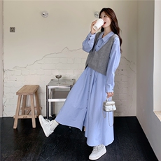 现货新款毛衣马甲连衣裙套装25076P155K238，女装套装/套裙，2D035