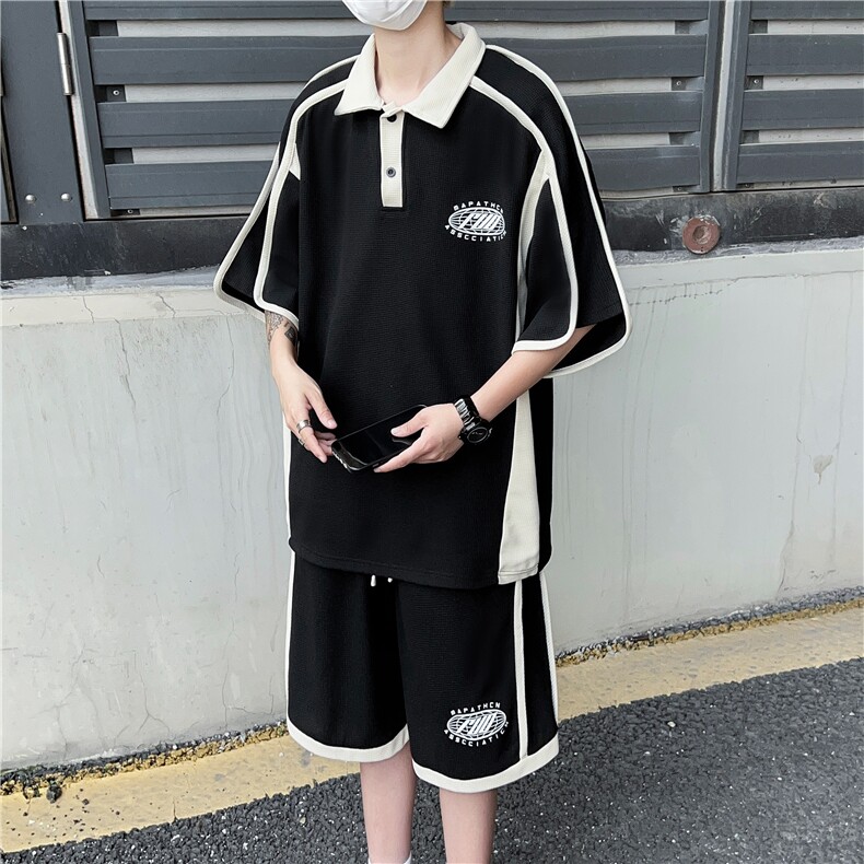 休闲运动服套装男夏季短袖POLO衫青少年短裤潮牌两件套TZ01-P55,男装休闲套装,星座308B-2