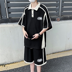 休闲运动服套装男夏季短袖POLO衫青少年短裤潮牌两件套TZ01-P55，男装休闲套装，星座308B-2
