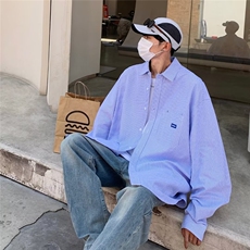 方领长袖百搭潮流新款潮衬衫日系ins原宿简约青春流行夏季男，男装衬衫，星座716-4