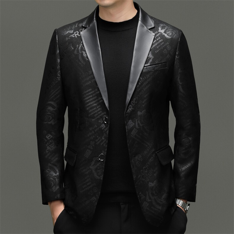 BG8113春秋款海宁真皮皮衣男绵羊皮印花西服商务休闲男装外套,男装西服,电商B360A（原721A）