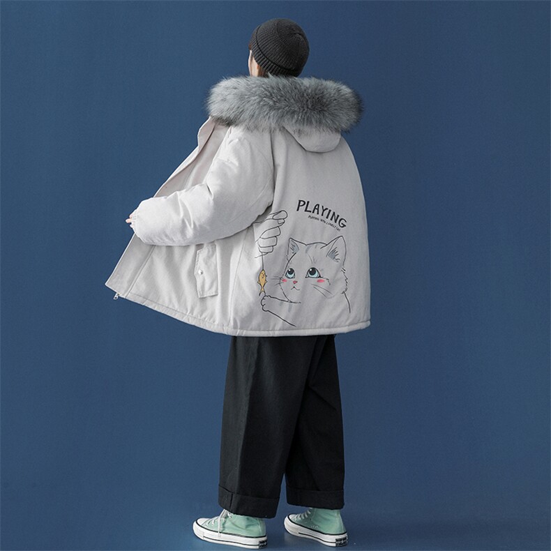 MM48129-P130大毛领棉衣女港风加厚保暖棉袄女派克服,女装棉衣/棉服,电商A040