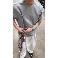 小众解构褶皱设计正肩短袖男夏季美式高级感T恤重磅半袖KTX23，男装T恤，星座208-5