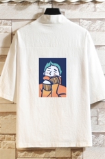 HF59042-P40风汉服男开衫外套七分袖道袍砖墙挂拍，男装民族服装，电商A040A