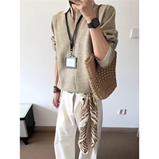 美式复古V高领毛衣打底衫男女百搭高级感北极绒保暖休闲针织衫，男装T恤，星座506A
