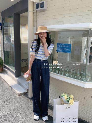 夏季新款条纹短袖polo衫，女装，BoRan帛然