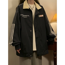 1中性风立领印花字母双袖三杠织带大码M-5XL夹克男JK77766P75控98，女装短外套，星座226-2