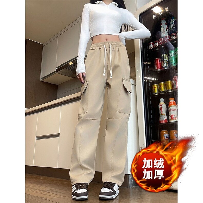 秋冬新款工装裤松紧美式休闲宽松阔腿裤直筒显瘦加绒裤子B84加绒，男装工装外套，星座310B-2