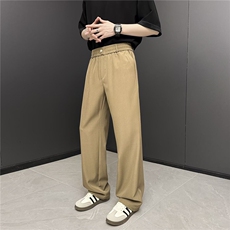 西裤男生直筒宽松垂坠感高级感夏季薄款休闲裤美式高腰西装裤，男装西裤，星座410-7
