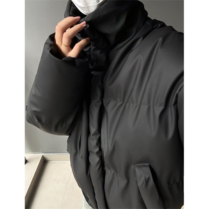 现货5W件冬季三防重磅boxy短款羽绒立领PU皮棉衣外套男女加厚棉服图片