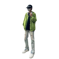 夏季美式高街ins破洞拉拉牛仔裤货号K715P55，男装牛仔裤，电商A063