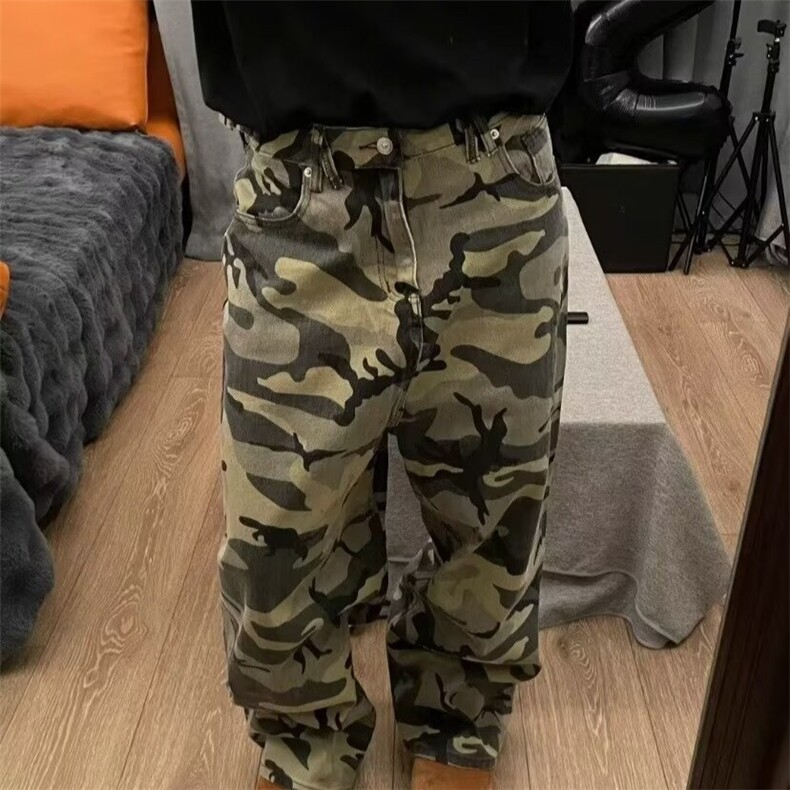 美式复古高街宽松迷彩休闲裤男直筒阔腿工装裤拖地潮WL82655-p48,男装工装外套,星座1008