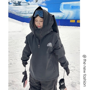 冬季防风防水兔耳朵保暖滑雪服中性银狐绒舒适登山外套M38-P125图片