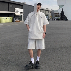 新款休闲带帽短袖短裤套装，男装休闲套装，星座1206-1（原A206-1）