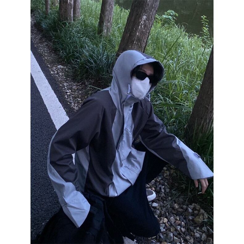 秋冬季拼接撞色连帽工装夹克男潮冲锋衣外套男FQ024-P65,男装夹克,星座1007（原301D）
