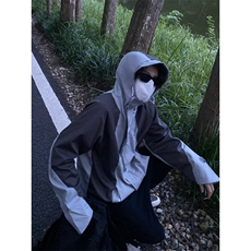 秋冬季拼接撞色连帽工装夹克男潮冲锋衣外套男FQ024-P65，男装夹克，星座1007（原301D）