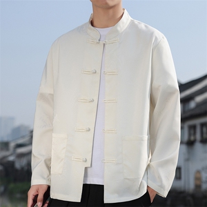 2026春季新款男装新中式唐装盘扣汉服衬衫经典风衬衣 C175-P65图片