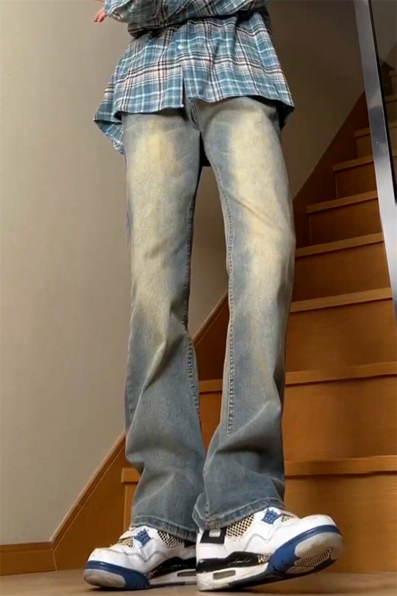 B221美式ins高街暗黑小众修身微喇牛仔裤LK24168-P60控78,男装牛仔裤,电商B221