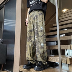 高街潮牌迷彩蛇纹小众牛仔裤男夏季美式潮流百搭宽松时尚痞帅长裤，男装牛仔裤，星座505-2（原电商A260-1)