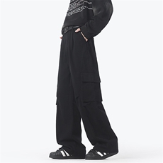 棉美式秋冬水洗绿色工装裤男女宽松直筒XZ201-D607P53，男装牛仔裤，星座201
