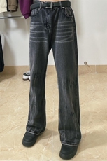 B221美式ins高街暗黑重工艺宽松微喇牛仔裤LK23128-P60控78，男装牛仔裤，电商B221