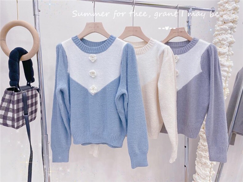 现货拼水貂毛衣，女装针织衫/毛衣，CHERRY·印