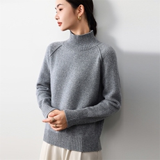 2025年秋季新款纯色高领针织上衣休闲时尚，女装针织衫/毛衣，奢优羊绒