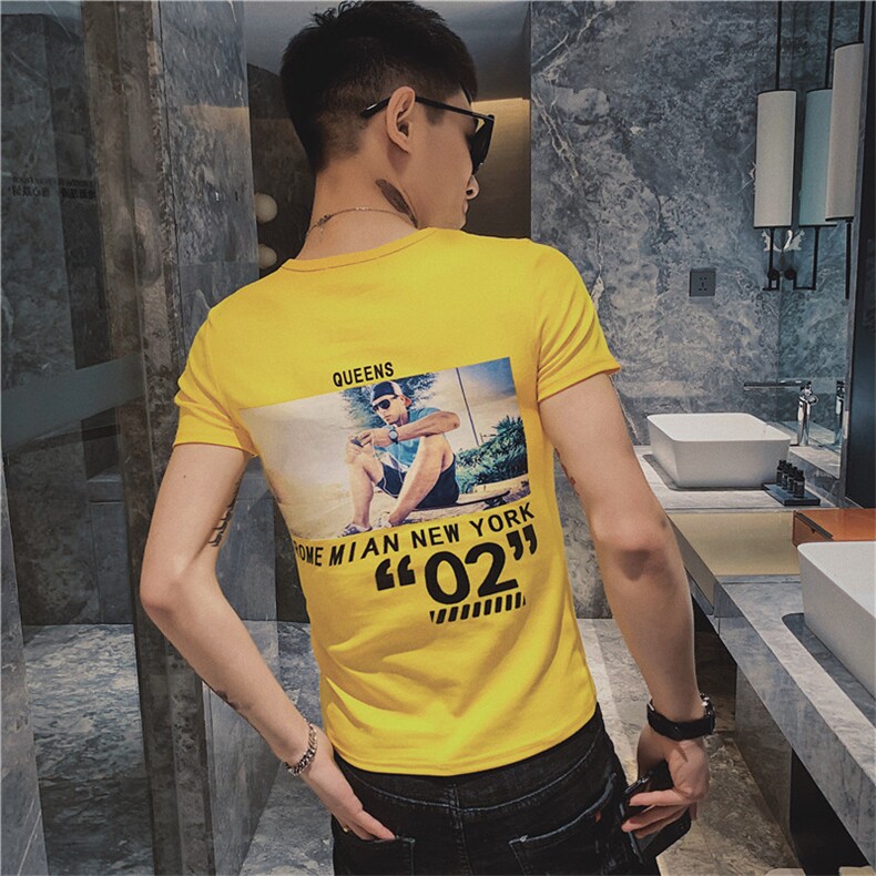 夏季刺绣短袖t恤男潮流社会小伙半袖痞帅体恤小衫C301B-DT19,男装T恤,电商C301B