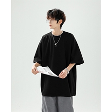 8XL-M高品质重磅棉光版纯色短袖T恤百搭款半截袖五分袖DX332特P23，男装T恤，电商D206-1