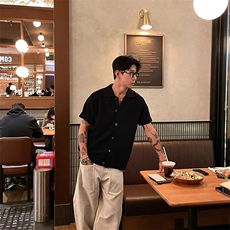 一字领老钱风衬衫男短袖高级感衬衣，男装针织衫/毛衣，星座506A