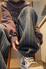 8XL-M特大码呢料加绒裤男新年裤条纹卫裤休闲基础款K948P60加绒70，男装休闲裤，电商D206-1