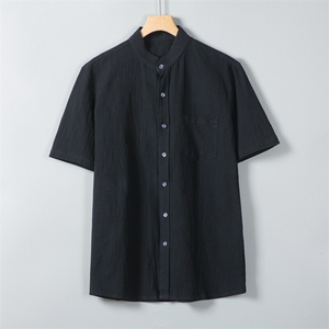 男士衬衫短袖衬衣半袖纯棉麻衬衫立领休闲 XZ1512-2412-P25图片