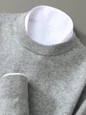 羊毛30%兔绒20%套头男士圆领长袖商务绅士，男装针织衫/毛衣，枫宸羊绒