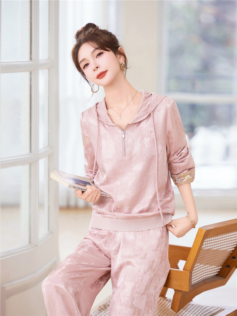 春夏重工气质高级感运动休闲原创设计刺绣新中式复古两件套，女装套装/套裙，梦依杭