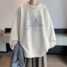 麂皮绒卫衣男大码重磅长袖t恤男JW81455-P35加绒款P45，男装T恤，电商A040