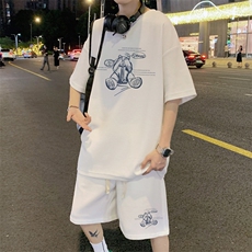 ！2024夏季男士华夫格短袖T恤套装潮流衣服一套HTZ13P50，男装T恤，电商B220