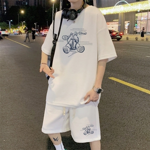 ！2024夏季男士华夫格短袖T恤套装潮流衣服一套HTZ13P50图片