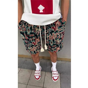 文艺新款百搭无品牌流行夏威夷度假风满印休闲五分短裤男KD32