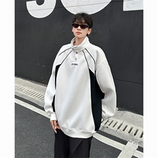 DP9855-P55潮牌立领拼接卫衣2025秋季新款男潮运动风宽松外套，男装卫衣，电商C233