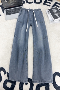 B221 美式ins高街暗黑结构宽松直筒牛仔裤 LK25562-特P38控68图片
