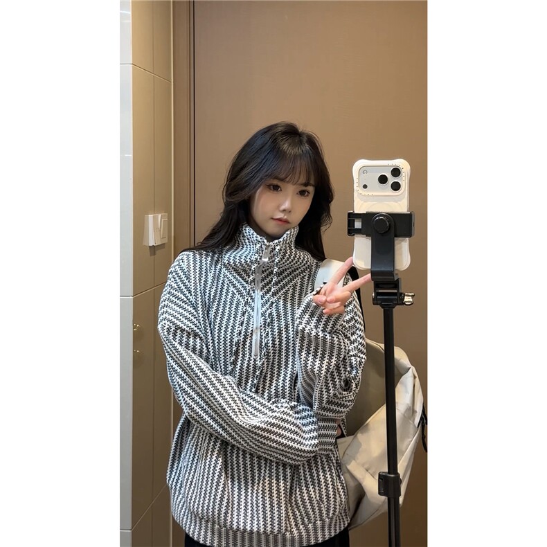 雪尼尔立领卫衣美式复古潮流打底设计重磅翻领外套卫衣常规P49,男装T恤,电商B319
