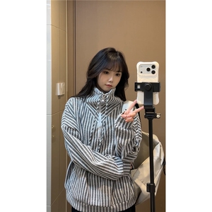 雪尼尔立领卫衣美式复古潮流打底设计重磅翻领外套卫衣常规P49
