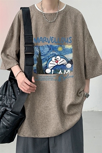 风复古亚麻短袖男棉麻t恤男半袖 ZT71391-P35图片