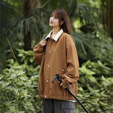 815A-MJ78632-58特秋冬纯色翻领外套夹克潮牌冲锋衣服女模，男装夹克，星座815A