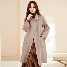 秋冬新款羊毛双面呢大衣女长款韩版娃娃领流行绵羊毛外套，女装双面呢大衣，温鑫双面呢