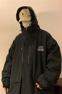 港风连帽防水大码宽松保暖男女滑雪服加棉加厚棉服外套M33-P145图片