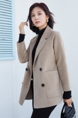 中长款口袋外套羊毛双面呢女士柔软亲肤百搭，女装双面呢大衣，牧绒庄园