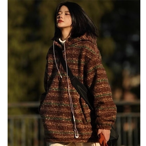 B12-P61 2025新款秋冬毛呢连帽卫衣男女日系潮牌宽松休闲图片